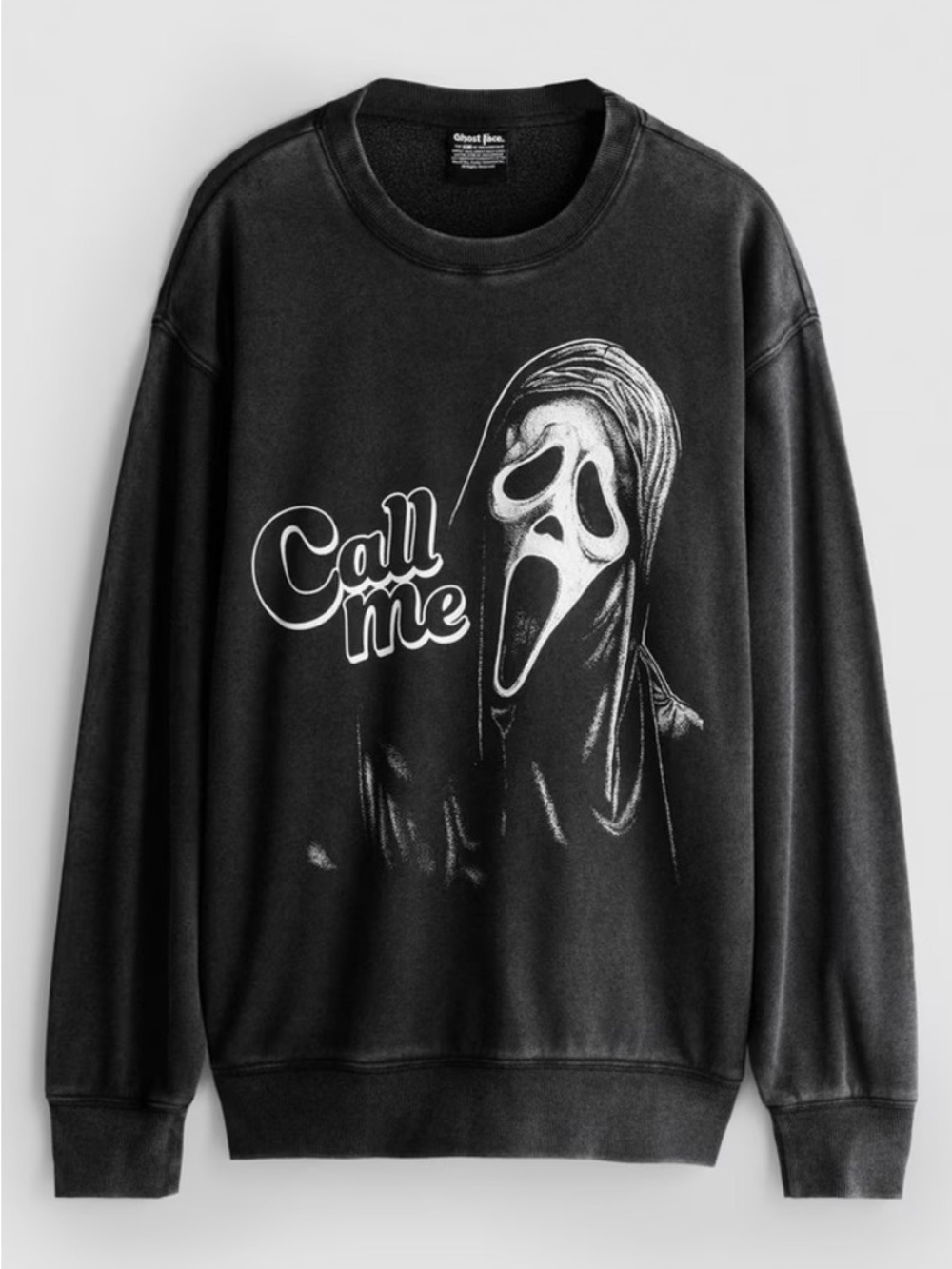 Ghost Face 'Call Me' Black Graphic Crewneck Sweatshirt